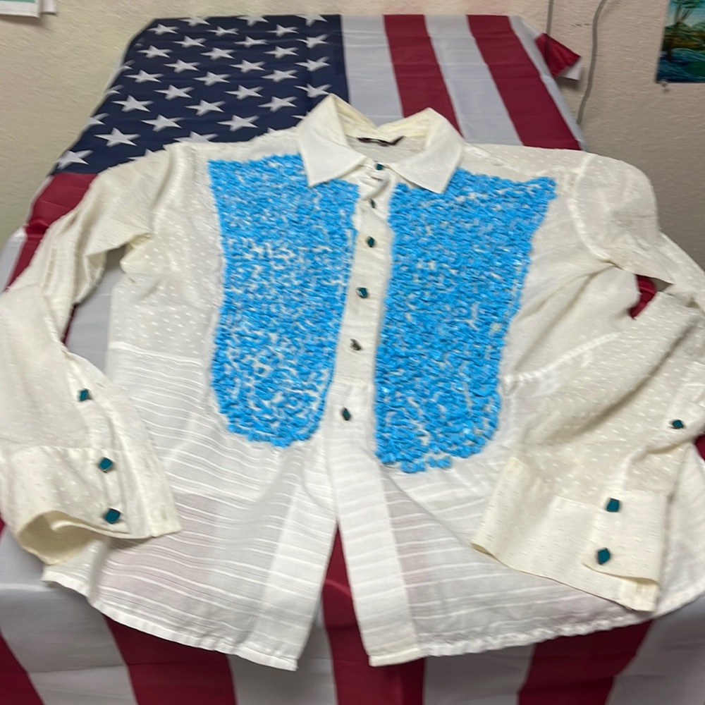 THE SHIRTS  OF SHIRTS ! ROBERTO CAVALLI  XL MENS All real turquoise